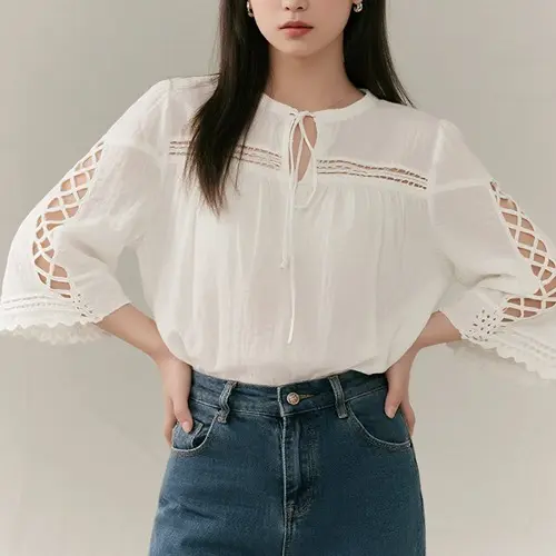 鏤空袖子寬鬆上衣